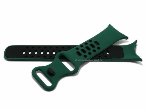 Watch strap (long) green/black silicone special lug ends suitable for GOOGLE Pixel watch - Bild vergrern 