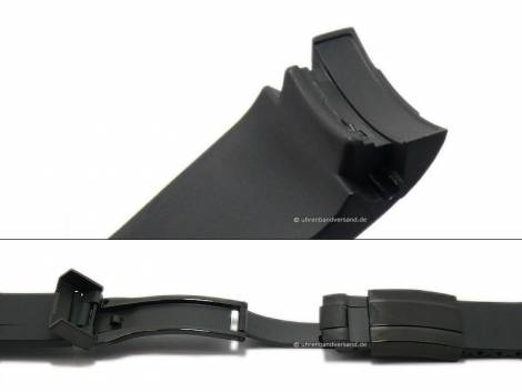 Watch strap 21mm black silicone with black clasp suitable for ROLEX Oysterflex - Bild vergrern 