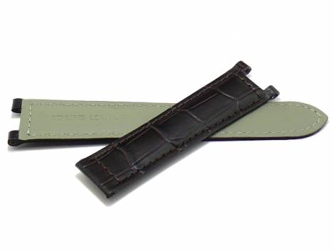 Watch strap 20mm dark brown leather alligator grain special lug ends suitable for CARTIER Pasha - Bild vergr��ern 