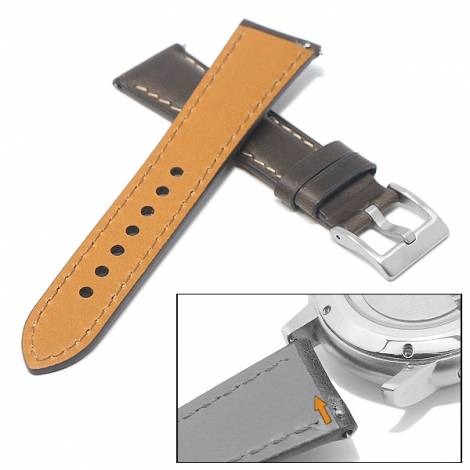 Watch strap XL 18mm dark brown leather vintage look with EASY-CLICK (width of buckle 16 mm) - Bild vergrern 