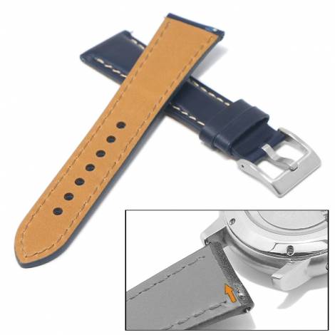 Watch strap XS 22mm dark blue leather vintage look with EASY-CLICK (width of buckle 18 mm) - Bild vergrern 