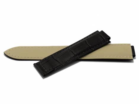 Watch strap 09/16mm black leather alligator grain special lug ends suitable for CARTIER Ballon Bleu - Bild vergr��ern 