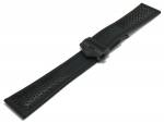 Uhrband ScLB194 22mm schwarz Leder Faltschließe schwarz pass. für TAG Heuer Monaco u.a. Uhren (Schließe 18 mm)