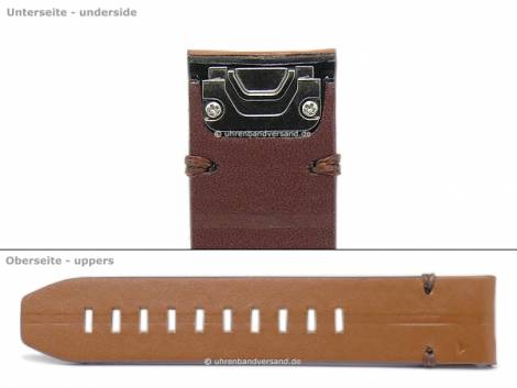 Watch strap 22mm light brown leather with Easy/Quick-Fit function for GARMIN Fenix 7 etc. - Bild vergrern 
