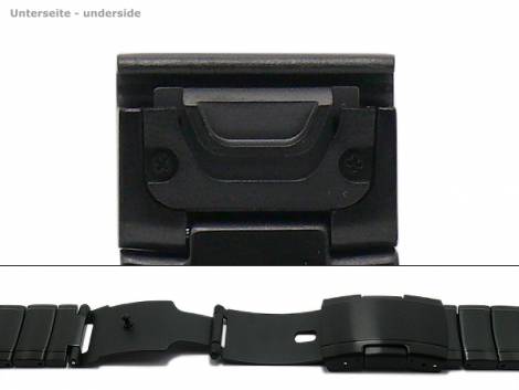 Watch strap 22mm black stainless steel solid brushed with Easy/Quick-Fit function for GARMIN Fenix 7 etc. - Bild vergrern 