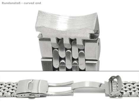 Watch strap 22mm stainless steel massiv curved ends partly polished suitable for SEIKO etc. - Bild vergrern 