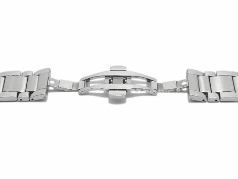 Watch strap 22mm stainless steel solid partly polished racing look with butterfly clasp - Bild vergrern 