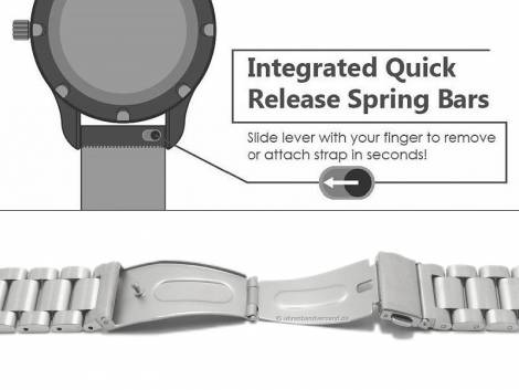 Watch strap 24mm stainless steel solid brushed clasp with EASY-CLICK spring bars - Bild vergr��ern 