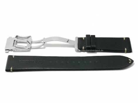 Replacement watch strap SEIKO 20mm black leather smooth matt light stitching for SBDC135 etc. - Bild vergrern 