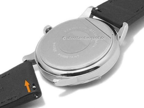 Watch strap 22mm black leather light stitching TW-Steel (Marc Coblen) easy change spring bars (width of buckle 20 mm) - Bild vergr��ern 