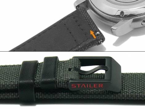 Watch strap -Cordura Line- 20mm grey cordura/leather with Easy-Click by STAILER (width of buckle 18 mm) - Bild vergr��ern 