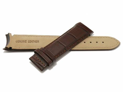 Watch strap 22mm dark brown leather alligator grain with curved ends suitable for TISSOT (width of buckle 20 mm) - Bild vergr��ern 