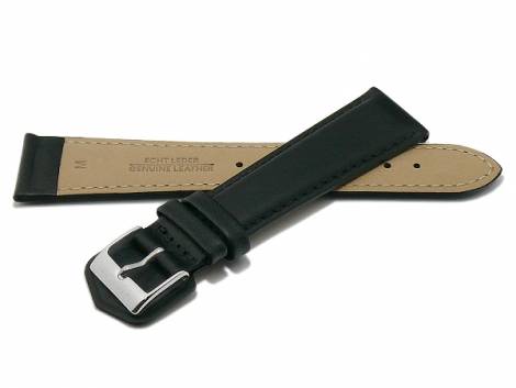 Watch strap 20mm black leather buckle with leather pad optional with easy click by STAILER (buckle 18 mm) - Bild vergr��ern 