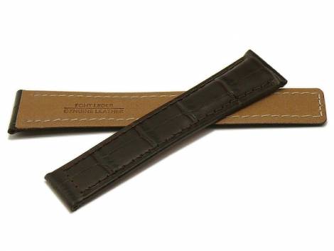 Watch strap 19mm dark brown leather alligator grain stitched suitable for TAG Heuer by STAILER (width of buckle 16 mm) - Bild vergrern 