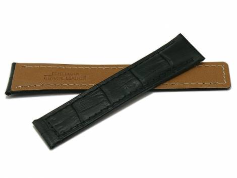 Watch strap 19mm black leather alligator grain stitched suitable for TAG Heuer by STAILER (width of buckle 16 mm) - Bild vergrern 
