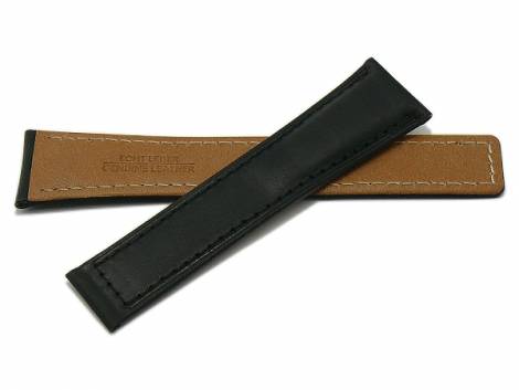 Watch strap 19mm black leather smooth matt stitched suitable for TAG Heuer by STAILER (width of buckle 16 mm) - Bild vergrern 