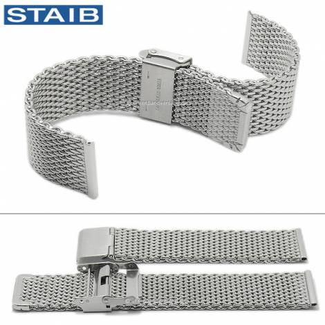 Watch strap 20mm mesh polished medium structure with security slide clasp by STAIB - Bild vergr��ern 