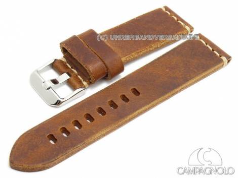 Vintage leather watch strap hand made in Italy light contrast stitching from CAMPAGNOLO - Bild vergr��ern 