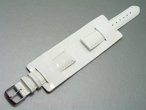 Leather pad 16-18mm white croco-grain - Bild vergrern 
