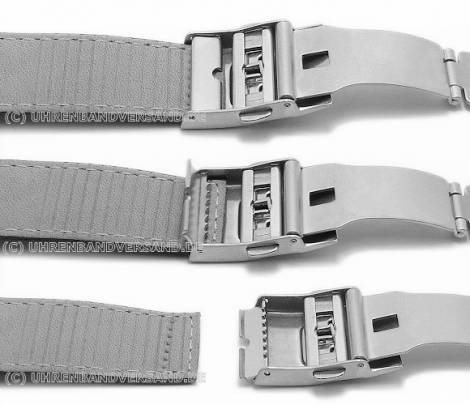 Watch band 20mm black deployant clasp silver, by Eichmueller (width of buckle 18 mm) - Bild vergr��ern 
