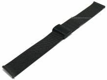 Uhrenarmband 20mm schwarz Milanaise poliert mittelschweres Geflecht mit Gleitschließe & Schnellwechsel-Stegen
