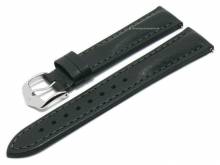 Uhrenarmband (049-02) Lucca 22mm schwarz Leder vegetabil genarbt mit EASY-CLICK-Stegen HIRSCH (Schließenanstoß 20 mm)