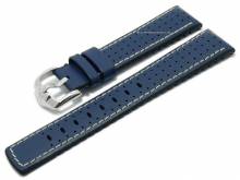 Uhrenarmband (091-50-75) Tiger 18mm d.blau Leder/Kautschuk Racing-Look EASY-CLICK-Stege HIRSCH (Schließenanstoß 16 mm)