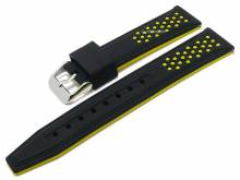 Meyhofer EASY-CLICK Uhrenarmband Aruba 24mm schwarz/gelb Silikon sportiv (Schließenanstoß 22 mm)