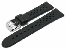 Meyhofer EASY-CLICK Uhrenarmband XL Rutland 20mm schwarz Leder Racing-Look ohne Naht (Schließenanstoß 18 mm)