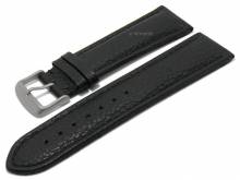 Uhrenarmband Almeria 26mm schwarz Leder Titanschließe genarbt abgenäht von MEYHOFER (Schließenanstoß 24 mm)