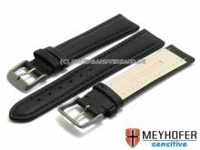 ABVERKAUF: Uhrband Leipzig 24mm schwarz Leder genarbt abgenäht mit Titanschließe von Meyhofer (Schließenanstoß 22 mm)