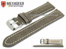 ABVERKAUF: Uhrenarmband Tenay 24mm antikschwarz Leder Antik-Look helle Naht von Meyhofer (Schließenanstoß 20 mm)