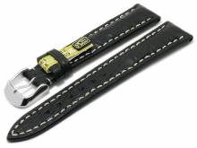 Uhrenarmband Ambassador 22mm schwarz echt Alligator-Leder matt helle Naht von RIOS (Schließenanstoß 20 mm)