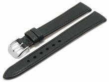BIO-Leder: Uhrenarmband Waging 14mm schwarz genarbt abgenäht von RIOS (Schließenanstoß 12 mm)