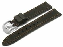 BIO-Leder: Uhrenarmband Tegernsee 24mm dunkelbraun genarbt abgenäht von RIOS (Schließenanstoß 22 mm)
