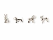 Deko-Magnet-Set 4teilig Dogs silberfarben Metall 4 verschiedene Hunde-Rassen