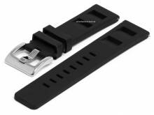 Uhrenarmband 23mm schwarz Rubber glatt sportiv mit Breitdorn (Schließenanstoß 20 mm)