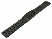 Uhrenarmband 23mm schwarz Edelstahl massiv teilweise poliert mit Faltschließe