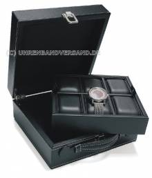 ABVERKAUF: Uhrenkoffer schwarz weiße Naht für bis zu 6 Armbanduhren