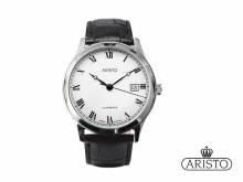 Automatic watch Klassik stainless steel silver face white Made in Germany from ARISTO (*AV*HU*)