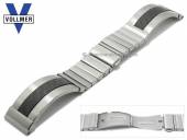 Watch strap Rottenberg 22mm stainless steel genuine carbon silver anthracite SES by VOLLMER
