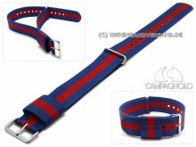 Watch strap 22mm blue synthetic/textile NATO-style one piece strap with red stripe by CAMPAGNOLO