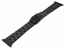 Watch strap 22mm black stainless steel solid partly polished incl. APPLE adapter 38/40/41 mm