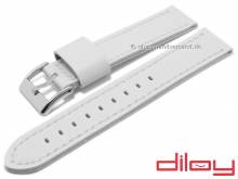 Watch strap 22mm white synthetics leather like VEGAN stitched by DILOY (width of buckle 22 mm)