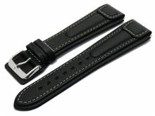 Watch strap 20mm black by Di-Modell Chronissimo waterproof (width of buckle 20 mm)