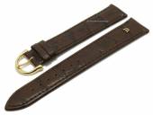 Watch strap original MAURICE LACROIX XL 19mm dark brown leather alligator grain stitched with golden buckle