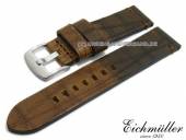 Watch strap 24mm brown/dark brown leather vintage look stitched by EICHMÜLLER (width of buckle 24 mm)