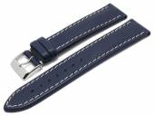Watch strap Chronomaster 18mm dark blue leather grained light stitching by BARINGTON (width of buckle 16 mm)