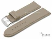 Watch strap Natura Lisse 28mm taupe leather titanium tanned stitched by FLEURUS (width of buckle 26 mm)
