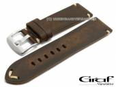 Watch strap Vintage 24mm dark brown saddle leather vintage look solid buckle by GRAF (width of buckle 22 mm)